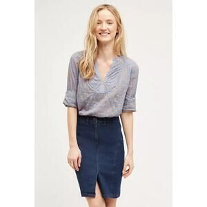 Anthropologie Holding Horses Plaid Western Structured Blouse Top Long Sleeve